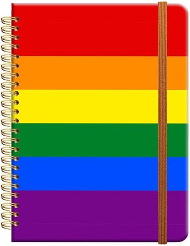 دفتر الكتابة الحلزوني المحكوم ، A5 Hardcover College College Journal for Women Lady Girl ، ملزمة قوية مزدوجة مع الورق الممتاز ، 8.4 "× 6" ، مثالية للمدرسة ، المكتب ، الهدايا المنزلية (علم كبرياء قوس قزح) in Kuwait