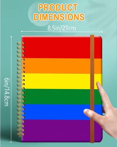 دفتر الكتابة الحلزوني المحكوم ، A5 Hardcover College College Journal for Women Lady Girl ، ملزمة قوية مزدوجة مع الورق الممتاز ، 8.4 "× 6" ، مثالية للمدرسة ، المكتب ، الهدايا المنزلية (علم كبرياء قوس قزح) in Kuwait