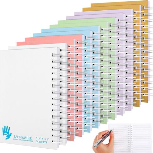 6 Pack Left Handed Notebook 100 Sheets/200pages Multiple Colors Spiral Notebook, 3.5 x 5.5 Inches Inspirational Left Handed Journal Spiral for Office, Supplies Gifts in Saudi Arabia