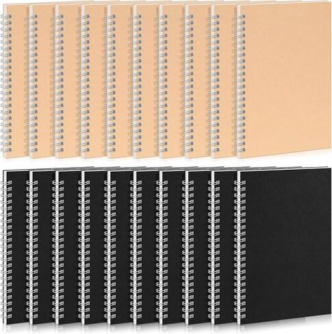 JJUNW 20 Pack A5 SPOONTER COLLEGE حكمت المجلات Notebook 5 × 8 بوصات يحكمها ورقة مبطنة للعمل ، الرسومات ، الدراسة ، أخذ الملاحظات ، السفر ، 50 ورقة 100 صفحة (Black ، Kraft) in Saudi Arabia