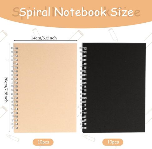 JJUNW 20 Pack A5 SPOONTER COLLEGE حكمت المجلات Notebook 5 × 8 بوصات يحكمها ورقة مبطنة للعمل ، الرسومات ، الدراسة ، أخذ الملاحظات ، السفر ، 50 ورقة 100 صفحة (Black ، Kraft) in Saudi Arabia