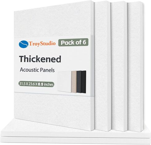 لوحة صوتية TroyStudio - 16 × 12 × 0.5 بوصة، 6 عبوات سميكة وعازلة للصوت ولوحة ممتصة للصوت، بلاط معالجة صوتية للجدار والسقف لاستوديو التسجيل، المنزل in Kuwait