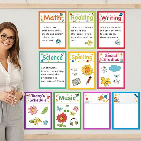 Yexiya 10 Pcs Magnetic Write Wipe Paper Organization Chart 11 x 15" Dry Erase Objective Learning Classroom Objectives Board Magnets for Whiteboard Teaching Accessories Subject Homework Goals Targets in Saudi Arabia