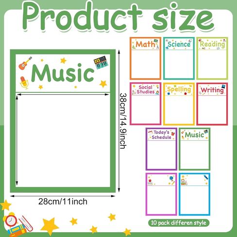 Yexiya 10 Pcs Magnetic Write Wipe Paper Organization Chart 11 x 15" Dry Erase Objective Learning Classroom Objectives Board Magnets for Whiteboard Teaching Accessories Subject Homework Goals Targets in Saudi Arabia