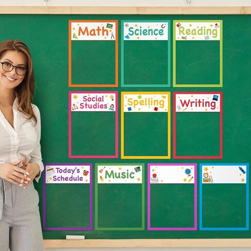 Yexiya 10 Pcs Magnetic Write Wipe Paper Organization Chart 11 x 15" Dry Erase Objective Learning Classroom Objectives Board Magnets for Whiteboard Teaching Accessories Subject Homework Goals Targets in Saudi Arabia