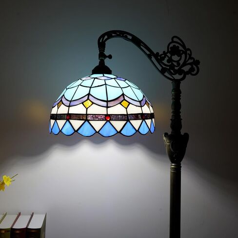 Tiffany Floor Lamp Vintage Standing Lamp Rose flowers Style Stained Glass Floor Light Rustic Corner Gooseneck Floor Lamp with Adjustable Angle for Home Decor Living Room Bedroom 12X12X63 Inches in Kuwait