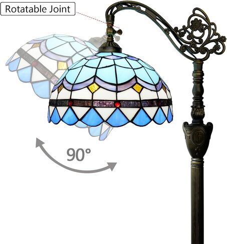 Tiffany Floor Lamp Vintage Standing Lamp Rose flowers Style Stained Glass Floor Light Rustic Corner Gooseneck Floor Lamp with Adjustable Angle for Home Decor Living Room Bedroom 12X12X63 Inches in Kuwait