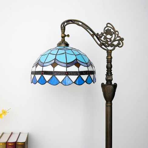 Tiffany Floor Lamp Vintage Standing Lamp Rose flowers Style Stained Glass Floor Light Rustic Corner Gooseneck Floor Lamp with Adjustable Angle for Home Decor Living Room Bedroom 12X12X63 Inches in Kuwait