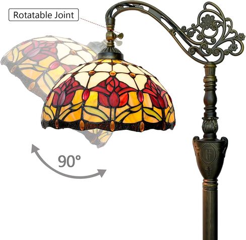 Tiffany Floor Lamp Vintage Standing Lamp Rose flowers Style Stained Glass Floor Light Rustic Corner Gooseneck Floor Lamp with Adjustable Angle for Home Decor Living Room Bedroom 12X12X63 Inches in Kuwait