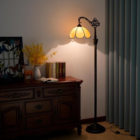 Tiffany Floor Lamp Vintage Standing Lamp Rose flowers Style Stained Glass Floor Light Rustic Corner Gooseneck Floor Lamp with Adjustable Angle for Home Decor Living Room Bedroom 12X12X63 Inches in Saudi Arabia