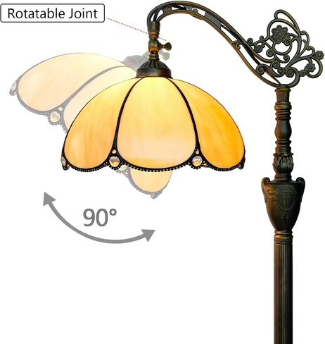 Tiffany Floor Lamp Vintage Standing Lamp Rose flowers Style Stained Glass Floor Light Rustic Corner Gooseneck Floor Lamp with Adjustable Angle for Home Decor Living Room Bedroom 12X12X63 Inches in Saudi Arabia