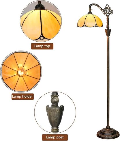 Tiffany Floor Lamp Vintage Standing Lamp Rose flowers Style Stained Glass Floor Light Rustic Corner Gooseneck Floor Lamp with Adjustable Angle for Home Decor Living Room Bedroom 12X12X63 Inches in Saudi Arabia