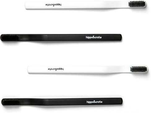 HippoCrate Charcoal Toothbrush with Soft Bristles, Dentist Approved (4 Counts) in Saudi Arabia