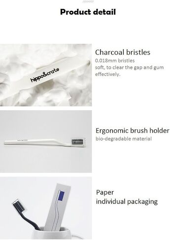HippoCrate Charcoal Toothbrush with Soft Bristles, Dentist Approved (4 Counts) in Saudi Arabia