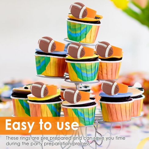60 PCS Football Cupcake Topper Rings ، Safe PVC Basketball Party Rings Rings Decorations for Boys ، Children Birthday ، لعبة كرة رياضية ، لوازم الحفلات (كرة القدم) in Kuwait