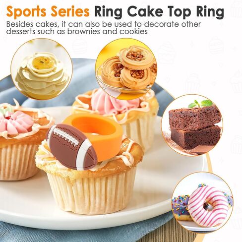 60 PCS Football Cupcake Topper Rings ، Safe PVC Basketball Party Rings Rings Decorations for Boys ، Children Birthday ، لعبة كرة رياضية ، لوازم الحفلات (كرة القدم) in Kuwait