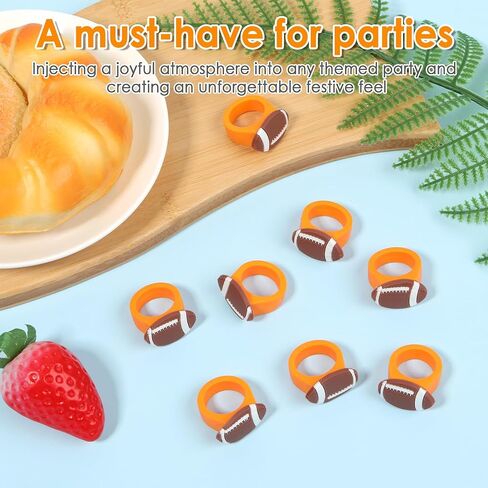 60 PCS Football Cupcake Topper Rings ، Safe PVC Basketball Party Rings Rings Decorations for Boys ، Children Birthday ، لعبة كرة رياضية ، لوازم الحفلات (كرة القدم) in Kuwait