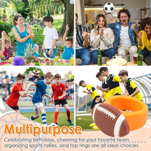 60 PCS Football Cupcake Topper Rings ، Safe PVC Basketball Party Rings Rings Decorations for Boys ، Children Birthday ، لعبة كرة رياضية ، لوازم الحفلات (كرة القدم) in Kuwait