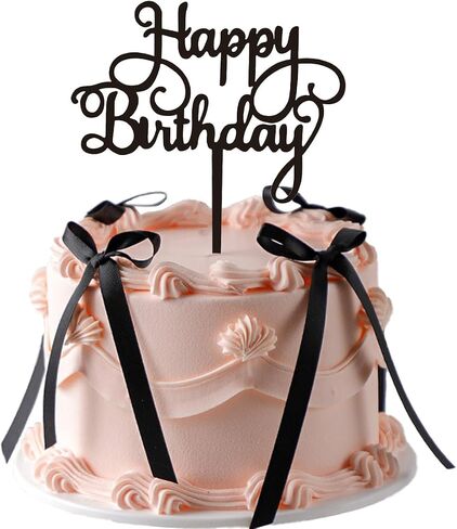 القوس الأسود القبعات العليا أكريليك عيد ميلاد سعيد العلامة كعكة Topper لزخارف كعكة حفل زفاف عيد ميلاد الطفل (11pcs ، style4) in Kuwait