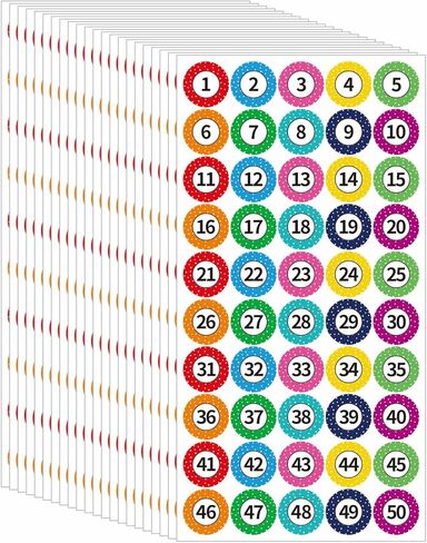 1000 PCS ملصقات رقم POLKA DOT 1-50 ، ملصقات رقم 1 بوصة متتالية ، ملصقات كبيرة مستديرة من الماء/المياه المقاومة للدموع للمكتب ، الفصول الدراسية ، التخزين ، الصناديق ، أرفف الكتب in Saudi Arabia