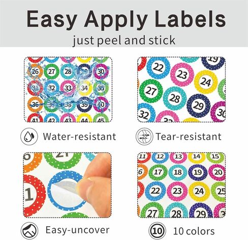 1000 PCS ملصقات رقم POLKA DOT 1-50 ، ملصقات رقم 1 بوصة متتالية ، ملصقات كبيرة مستديرة من الماء/المياه المقاومة للدموع للمكتب ، الفصول الدراسية ، التخزين ، الصناديق ، أرفف الكتب in Saudi Arabia