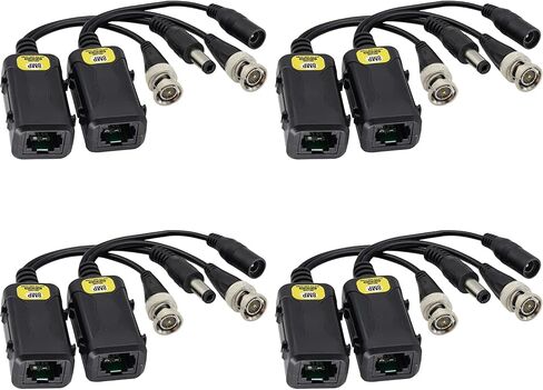 zdyCGTime Passive HD Video Balun BNC to RJ45 Network Transceiver Cat5/Cat6 Adapter Cable with DC Power 720P - 8MP Cat6 to BNC Male Connecto for CCTV Security Surveillance Camera System(16.5cm/4Pairs) in Saudi Arabia