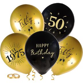 24pcs عيد ميلاد 50 بالونات زخارف للرجال نساء 50 بالونات أسود وذهب سعيد زخارف عيد ميلاد 50 in Kuwait