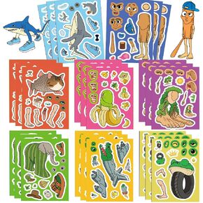 24 Sheets Italian Brainrot Make a Face Stickers, Tung Tung Sahur Inspired Animal Stickers Mixed & Matched 8 Designed Characters with Interchangeable Eyes & Mouths for Party Favors, Rewards,Craft in Saudi Arabia