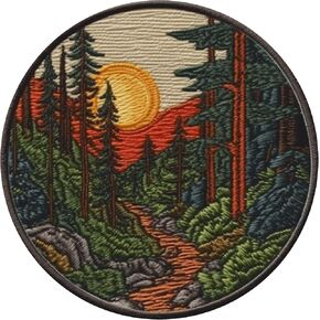Sun Mountain Patch 3" Iron-on Sublimated Applique for Clothing Vest Jacket, Nature Badge, Plants Wildlife, Hiking Trail, Sew-on Decorative Craft, Wild Animal Forest National Park Camping Fishing S2 in Saudi Arabia