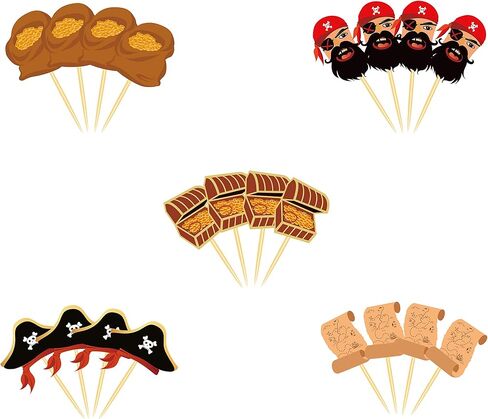 40 Sets Pirate Cupcake Wappers and Cupcake Toppers, Cartoon Pirate Cupcake Decoration Cup Holder, Suitable for Birthday Party Decorations in Saudi Arabia
