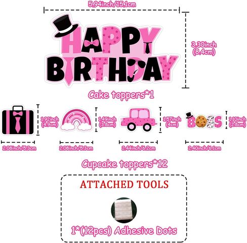 Boss Girl Baby Cake Toppers Boss Theme Cupcake Toppers Rose Pink Bow Happy Birthday Cake Topper Baby Shower Cake Decorations for Girls Boss Day Gender Reveal Party 1st 2nd 3rd Birthday Party Supplies in Saudi Arabia