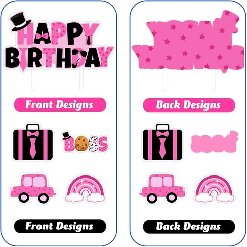Boss Girl Baby Cake Toppers Boss Theme Cupcake Toppers Rose Pink Bow Happy Birthday Cake Topper Baby Shower Cake Decorations for Girls Boss Day Gender Reveal Party 1st 2nd 3rd Birthday Party Supplies in Saudi Arabia
