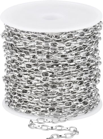 33FT Gold Paperclip Chain Jewelry 2MM 18K Gold PVD Plated Stainless Steel Paperclip Link Chain Roll Bulk for Jewelry Making in Kuwait