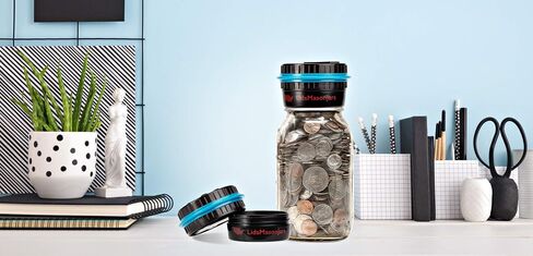 Lidsmasonjars-Digital Bank Bank-Pinggy Bank للبالغين فقط يناسب البالغين بطاريات العد المنقولة بالغطاء الماسون المعدني-2-AAA غير المدرجة. in Saudi Arabia