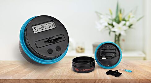 Lidsmasonjars-Digital Bank Bank-Pinggy Bank للبالغين فقط يناسب البالغين بطاريات العد المنقولة بالغطاء الماسون المعدني-2-AAA غير المدرجة. in Saudi Arabia