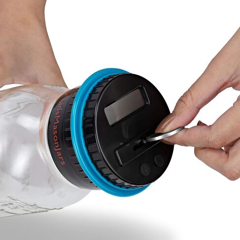 Lidsmasonjars-Digital Bank Bank-Pinggy Bank للبالغين فقط يناسب البالغين بطاريات العد المنقولة بالغطاء الماسون المعدني-2-AAA غير المدرجة. in Saudi Arabia