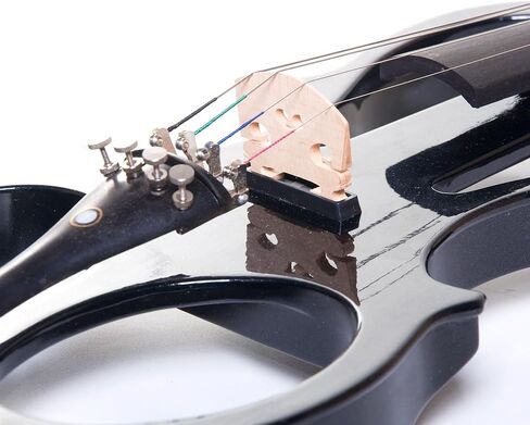 Cecilio 4/4 CEVN-1BK Solid Wood Electric/Silent Violin with Ebony Fittings in Style 1 - Full Size - Black Metallic in Kuwait