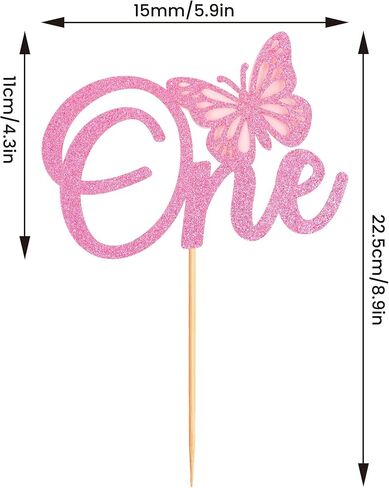 One Cake Topper, First Birthday Cake Topper, Butterfly One Cake Topper Rose Gold Glitter Shower Butterfly One Year Old Birthday Decorations for Party Cake Decorating Supplies(Pink) in Saudi Arabia