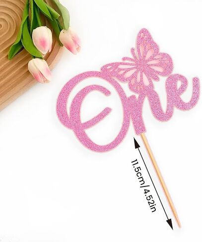 One Cake Topper, First Birthday Cake Topper, Butterfly One Cake Topper Rose Gold Glitter Shower Butterfly One Year Old Birthday Decorations for Party Cake Decorating Supplies(Pink) in Saudi Arabia