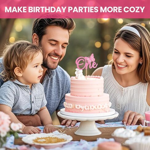 One Cake Topper, First Birthday Cake Topper, Butterfly One Cake Topper Rose Gold Glitter Shower Butterfly One Year Old Birthday Decorations for Party Cake Decorating Supplies(Pink) in Saudi Arabia