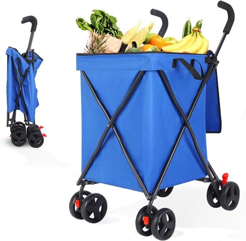 عربة تسوق قابلة للطي مع عجلات ، عربة تسوق قابلة للطي للبقالة ، عربة سعة كبيرة تبلغ 120 رطلاً ، حقيبة هالكين مع عجلات لبقالة الغسيل ، الأمتعة ، النزهة (أسود) in Kuwait