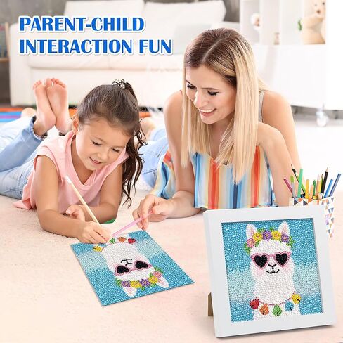 Leixonl Diamond Art Kits for Kids with Framed (7 in) Cartoon Animals DIY Gem Art Painting - Arts & Crafts Gifts for Beginners & Teens (1p-6-in-cat) in Kuwait