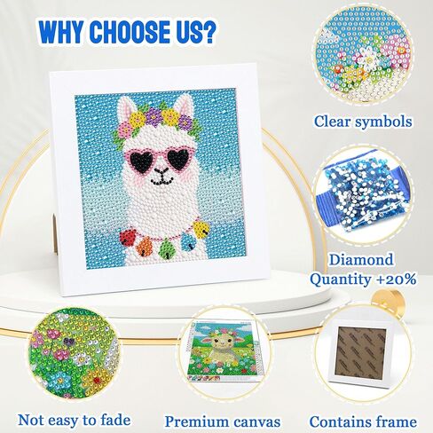 Leixonl Diamond Art Kits for Kids with Framed (7 in) Cartoon Animals DIY Gem Art Painting - Arts & Crafts Gifts for Beginners & Teens (1p-6-in-cat) in Kuwait
