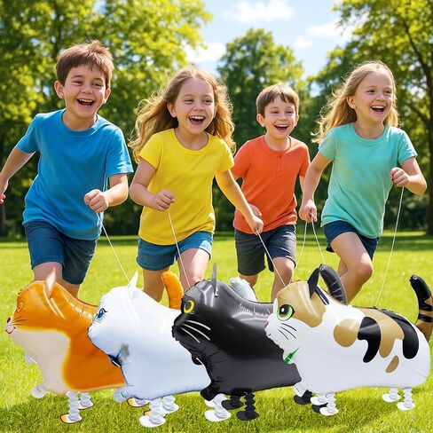 8-Pack Walking Cat Balloons – Cute Foil Kitty Balloons with Ribbons for Kids’ Birthday Party Decorations – Fun, Safe & Adorable Party Supplies in Kuwait