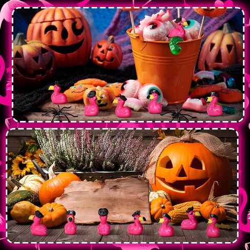Soulchen 100 Pcs Mini Flamingo Resin Ducks Pink Tiny Flamingos to Hide Pirate Cute Miniature Figurines Bulk for Garden Lawn Decor DIY Craft Dollhouse Micro Landscape Aquarium Halloween Party Gifts in Saudi Arabia
