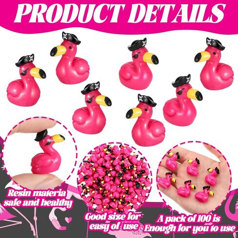 Soulchen 100 Pcs Mini Flamingo Resin Ducks Pink Tiny Flamingos to Hide Pirate Cute Miniature Figurines Bulk for Garden Lawn Decor DIY Craft Dollhouse Micro Landscape Aquarium Halloween Party Gifts in Saudi Arabia