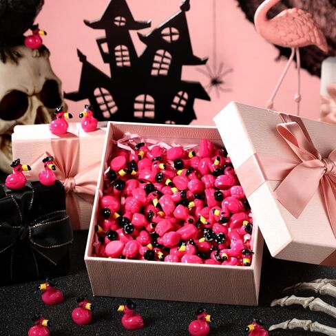 Soulchen 100 Pcs Mini Flamingo Resin Ducks Pink Tiny Flamingos to Hide Pirate Cute Miniature Figurines Bulk for Garden Lawn Decor DIY Craft Dollhouse Micro Landscape Aquarium Halloween Party Gifts in Saudi Arabia