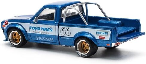 Diecast Collectibles Model Car متوافق مع Pop Race 1:64 Pandem Datsun 620 Pickup Truck #66 Blue Metallic مع خطوط بيضاء ورسومات محدودة الإصدار PR640217 in Kuwait
