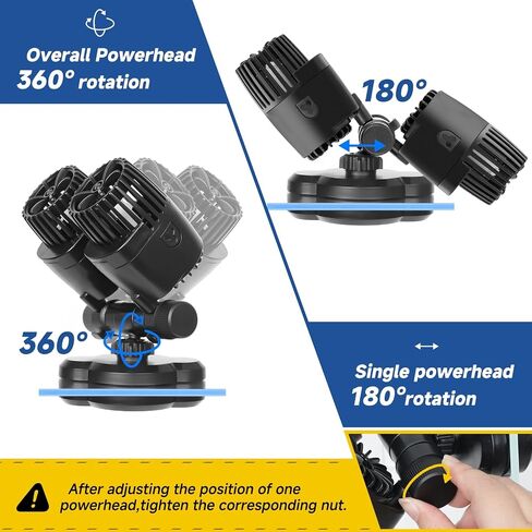 AQQA Aquarium Wave Maker - 4277GPH Fish Tank Wavemaker Magnetic Mount Suction /360°+180°Adjustable Double Powerhead/Ultra-quiet Circulation Pump,For Freshwater Saltwater in Saudi Arabia