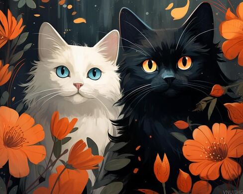 VNUIEHG Paint by Numbers Kit for Adults Beginner Cats, Acrylic Flower Oil Painting by Numbers Kits with Paintbrushes Paintwork Art Crafts Canvas for Home Decor 16x20 inch in Saudi Arabia